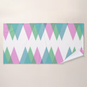 Triangles rose et vert (Serviette de bain)