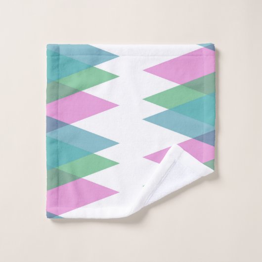 Triangles rose et vert (Gant de toilette)