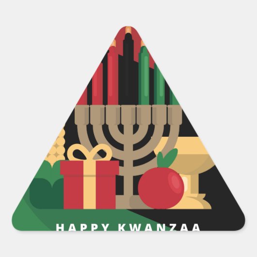 Triangulaire bande diagonale Happy Kwanzaa Triangle Sticker (Devant)