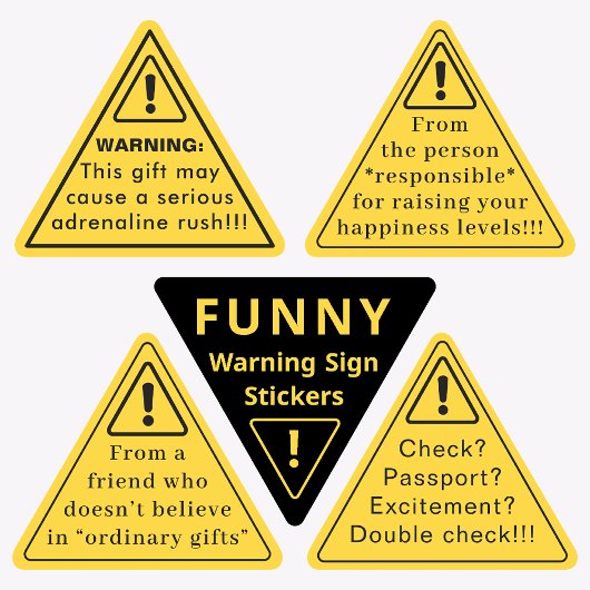 Triangulaire Funny Party Warning Sticker | Yellow Caution Sign