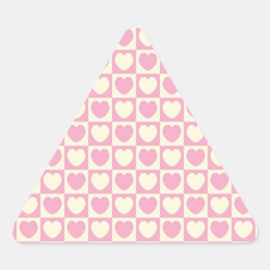 Triangulaire Sticker À damiers triangle Coeur rose (Devant)