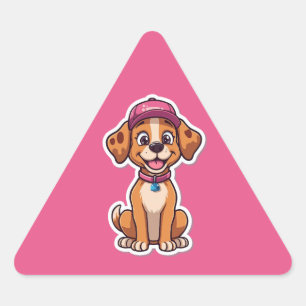 Triangulaire Sweet Cartoon Chien - Happy Puppy dans Sticker Cas