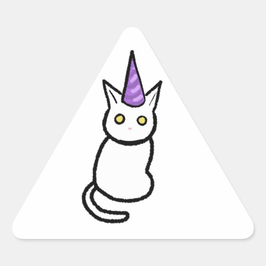 Triangulaire White Cat Celebration Sticker (Devant)