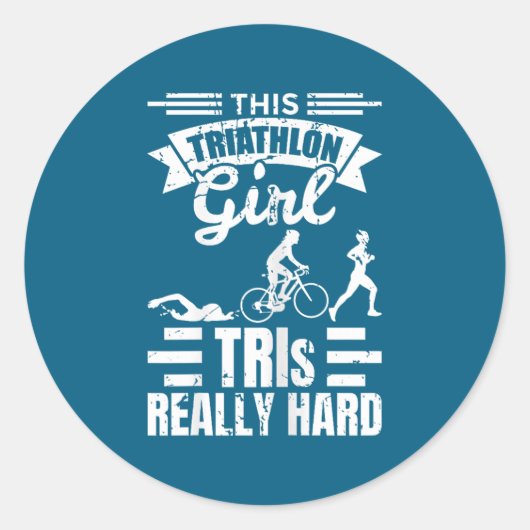 Triathlete Girls Funny Triathlon  Ronde Sticker (Voorkant)