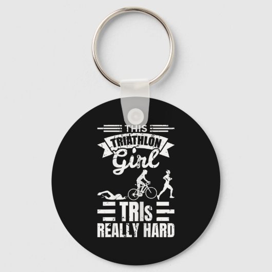 Triathlete Girls Funny Triathlon  Sleutelhanger (Voorkant)
