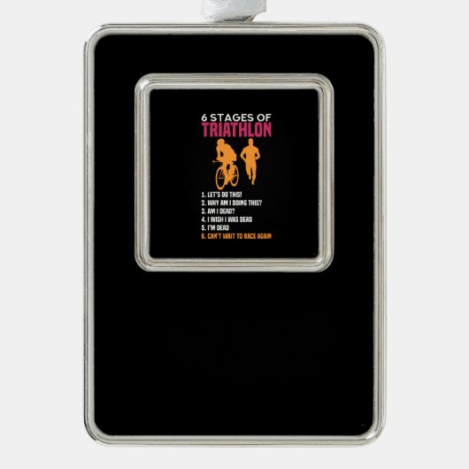 Triathlon - 6 fasen Triathlon Verzilverd Kader Ornament (Voorkant)