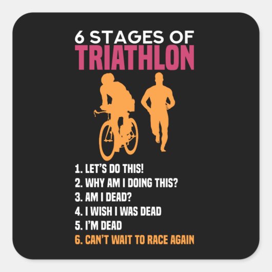 Triathlon - 6 fasen Triathlon Vierkante Sticker (Voorkant)