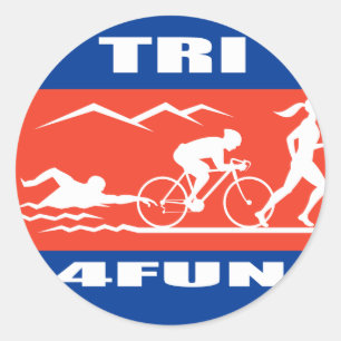 Triathlon atleet zwemmen fiets run race tri 4 plez ronde sticker