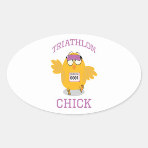 Triathlon Chick Ovale Sticker