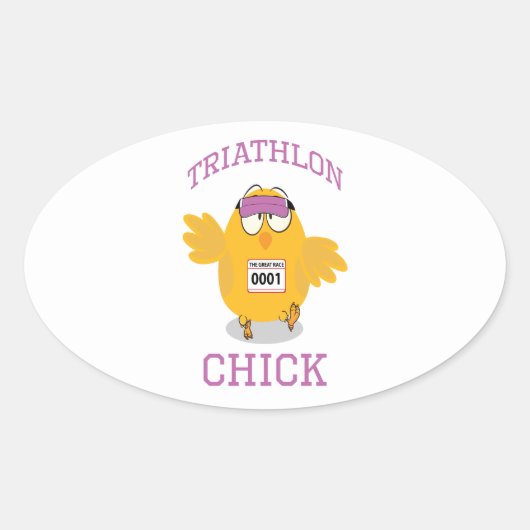 Triathlon Chick Ovale Sticker (Voorkant)