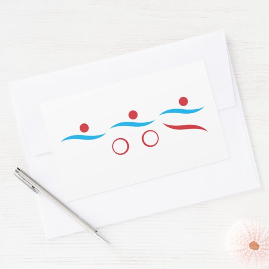 Triathlon cool moderne logo autocollant rectangula (Enveloppe)