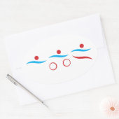 Triathlon cool moderne logo oval autocollant (Enveloppe)