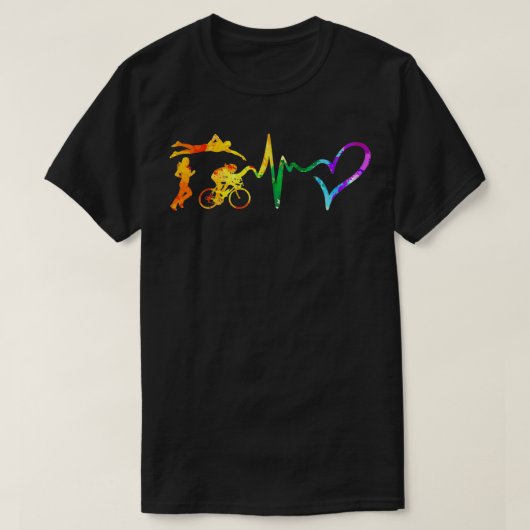 Triathlon hartslag waterverf t-shirt (Design voorkant)