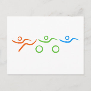 Triathlon, koel en uniek ontwerp briefkaart