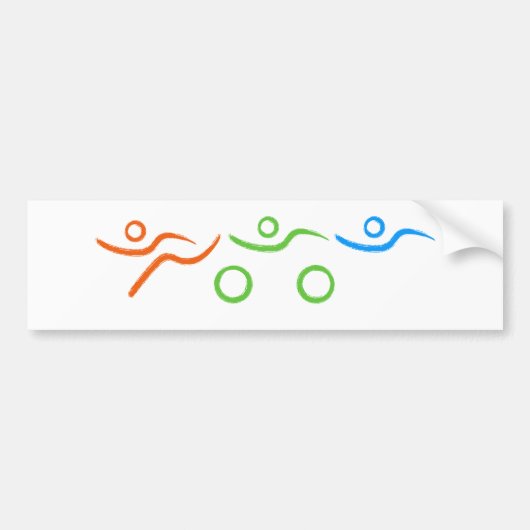 Triathlon, koel en uniek ontwerp bumpersticker (Voorkant)