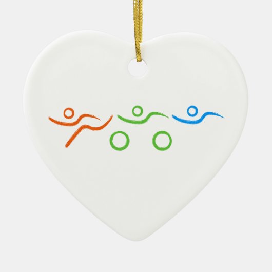 Triathlon, koel en uniek ontwerp keramisch ornament (Voorkant)