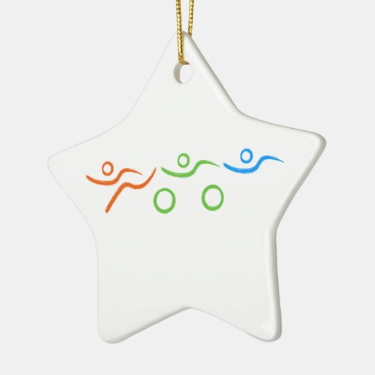 Triathlon, koel en uniek ontwerp keramisch ornament (Links)