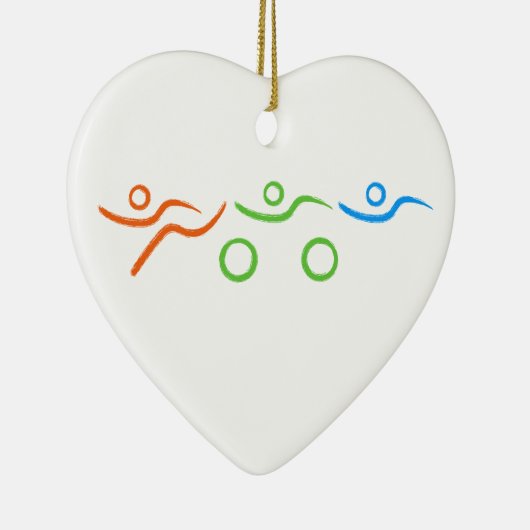 Triathlon, koel en uniek ontwerp keramisch ornament (Rechts)