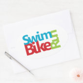 Triathlon, koel en uniek ontwerp ovale sticker (Envelop)