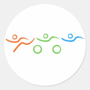 Triathlon, koel en uniek ontwerp ronde sticker