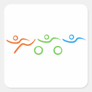 Triathlon, koel en uniek ontwerp vierkante sticker