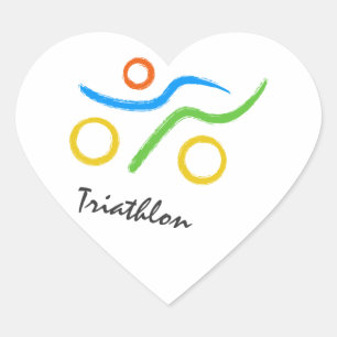 Triathlon logo hart sticker
