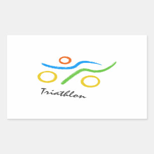 Triathlon logo rechthoekige sticker