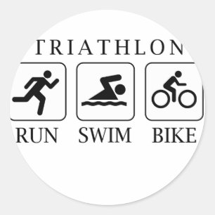 Triathlon loopt, zwemt en fietst ronde sticker