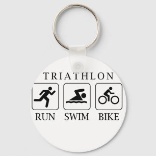 Triathlon loopt, zwemt en fietst sleutelhanger