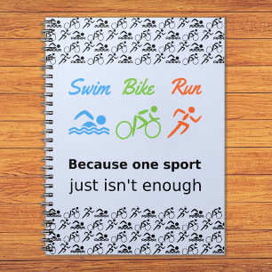 Triathlon patroon zwemmen fiets run sport offerte notitieboek