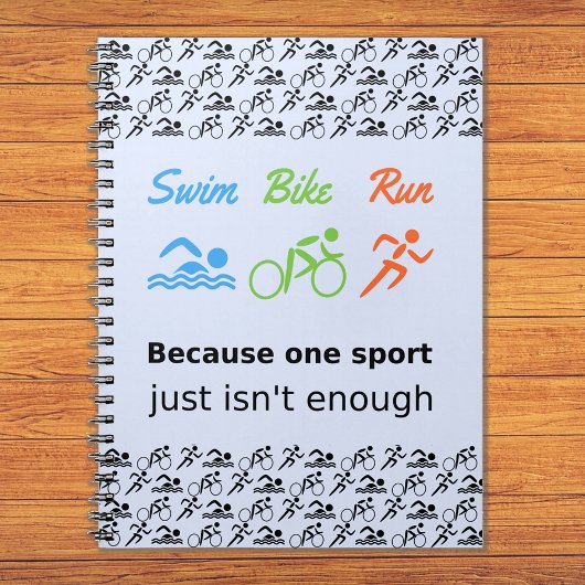 Triathlon patroon zwemmen fiets run sport offerte notitieboek