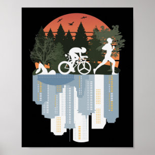 Triathlon, prachtige natuur poster