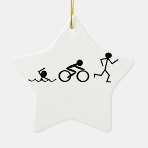 Triathlon Stick Figures Keramisch Ornament
