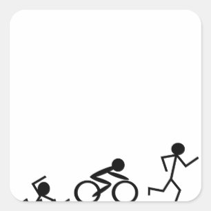 Triathlon Stick Figures Vierkante Sticker
