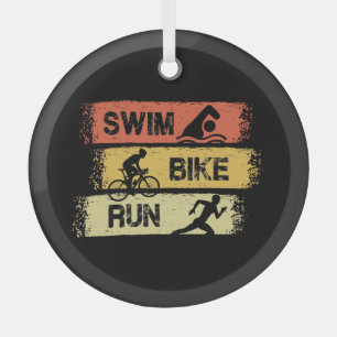 Triathlon - Swim Bike run Glas Ornament