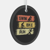 Triathlon - Swim Bike run Glas Ornament (Voorkant Rechts)
