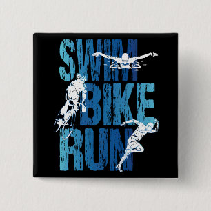 Triathlon - Swim Bike run Vierkante Button 5,1 Cm