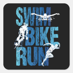 Triathlon - Swim Bike run Vierkante Sticker