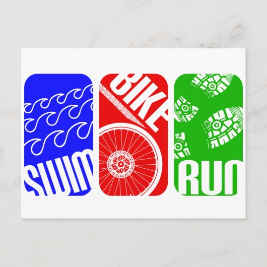 Triathlon TRI-kleurenblokken Briefkaart (Voorkant)