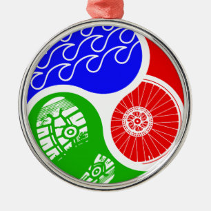 Triathlon TRI Yin Yang Metalen Ornament