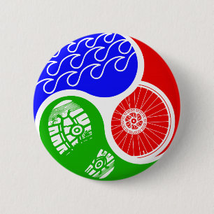 Triathlon TRI Yin Yang Ronde Button 5,7 Cm