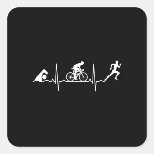 Triathlon - Triathlon - hartslag Vierkante Sticker