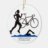 Triathlon Vrouw Keepsake Keramisch Ornament (Links)