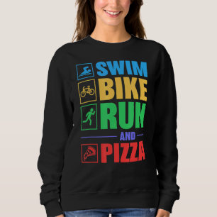 Triathlon zwemmen fiets run en pizza trui