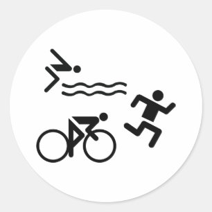 Triatholon - lopende zwemcyclus ronde sticker