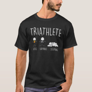 Triatleet Stickman Eet Video Game Slaap Grappig Ga T-shirt