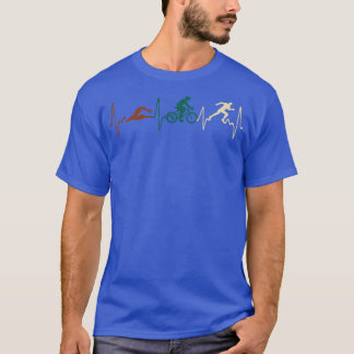 Triatlete Cycling Running Swimming Heartbeat Tria T-shirt