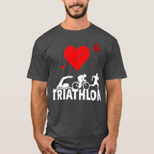Triatlon Heart Heartbeat Triatlete Run Swim Bike T-shirt