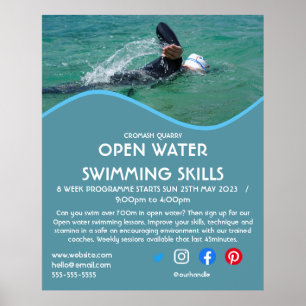 triatlon met open water zwemmen, draaiende vlucht poster