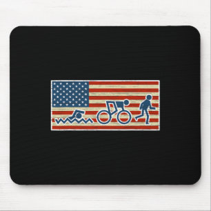 Triatlon Run Triatlete Biatlon USA Flag Sports Muismat